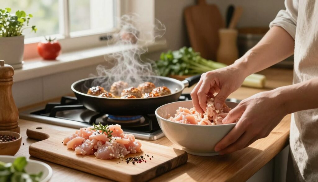 cooking chicken meatballs