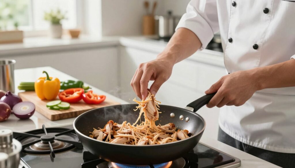 cooking shredded chicken safely
