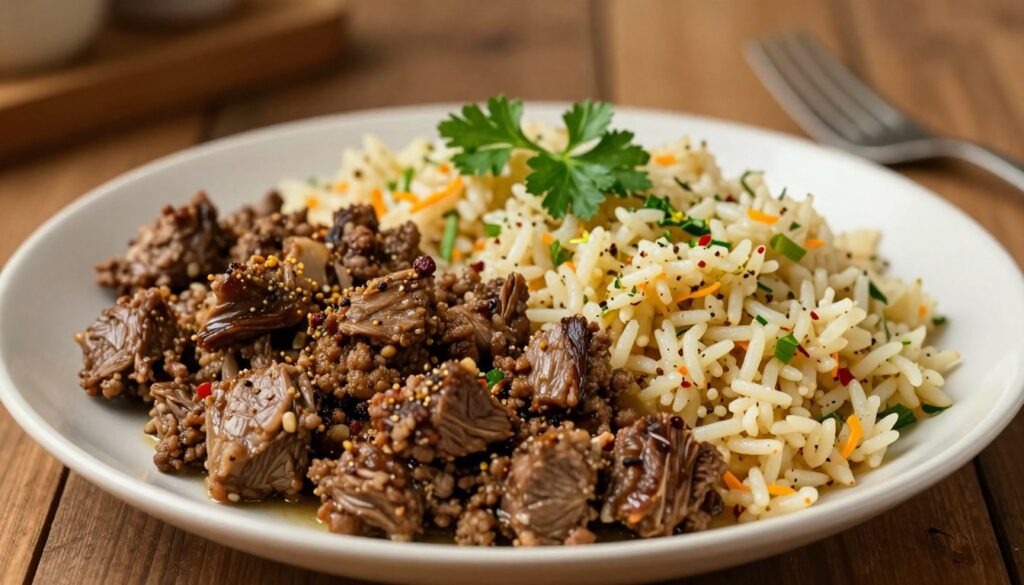 ground lamb and rice pilaf