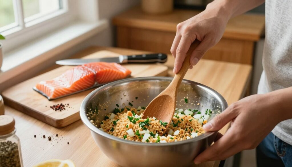 salmon patty preparation
